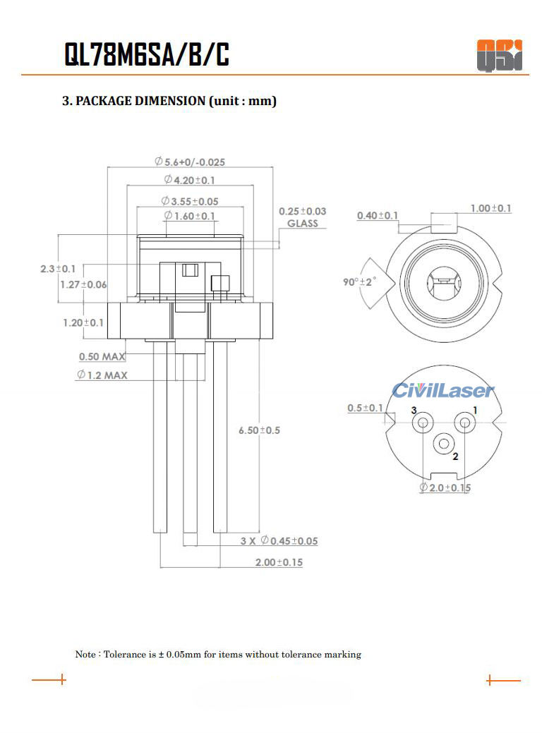 QSI QL78M6SX LD 780nm 90mW Infrared Laser Diode For Sale